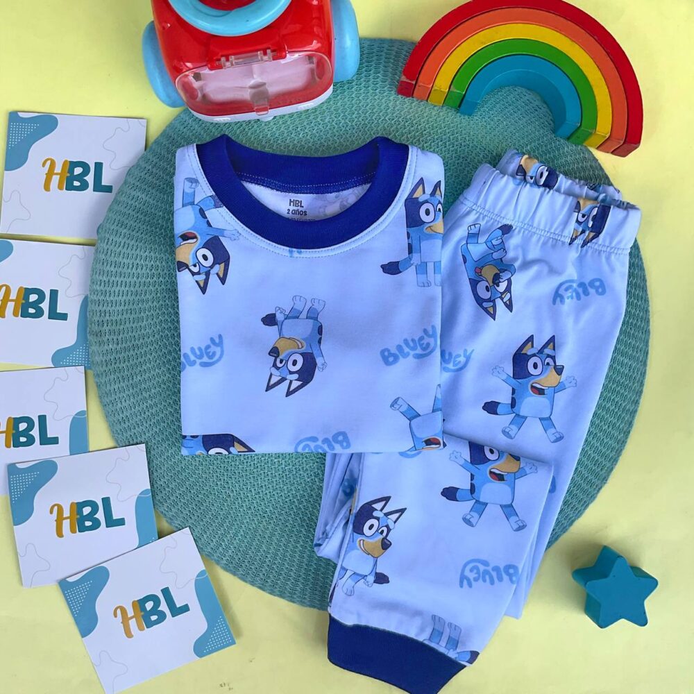 Pijama MC Bluey Celeste